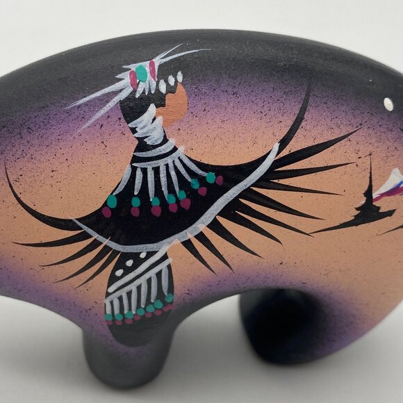 Native American Navajo Pottery Spirit bear animal southwest hand painted - Picture 5 of 10